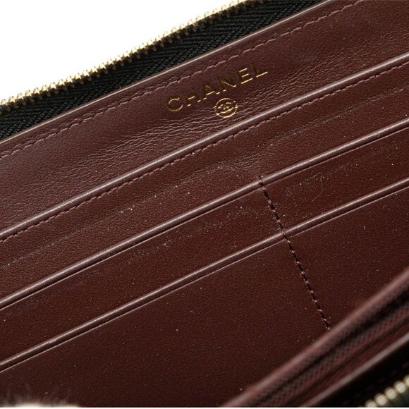 CHANEL Black Caviar Leather Logo Wallet